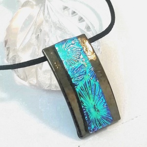 AKCIÓ! Türkiz  csillagok bronzban, dichroic nyaklánc. - Meska.hu