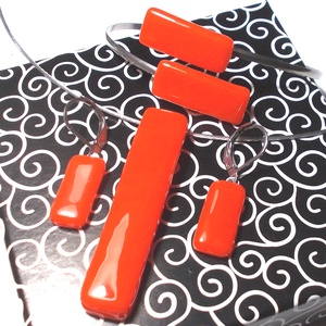 NEMESACÉL!  Korall piros ékszerszett., Ékszer, Ékszerszett, Ékszerkészítés, Üvegművészet, MESKA