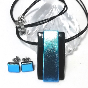 AKCIÓ! Türkizkék dichroic ékszerszett. - ékszer - ékszerszett - Meska.hu