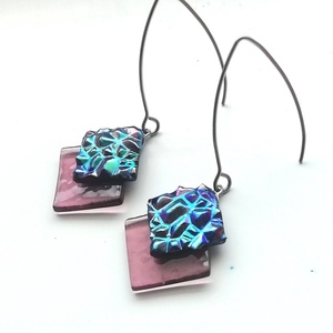 ORVOSI FÉM !  Színes kockák trendi  fülbevaló  , ajándék  névnapra, születésnapra. - ékszer - fülbevaló - lógó fülbevaló - Meska.hu