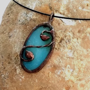 AKCIÓ!  Kék tiffany nyaklanc.  - ékszer - nyaklánc - medálos nyaklánc - Meska.hu