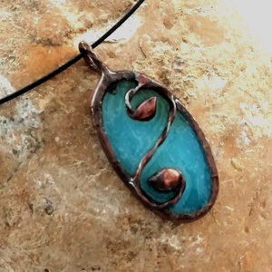 AKCIÓ!  Kék tiffany nyaklanc. , Ékszer, Nyaklánc, Medálos nyaklánc, Üvegművészet, MESKA