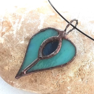 AKCIÓ!  Kék tiffany szív nyaklanc. , Ékszer, Nyaklánc, Medálos nyaklánc, Üvegművészet, MESKA