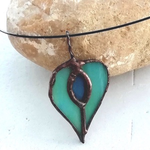 AKCIÓ!  Kék tiffany szív nyaklanc.  - ékszer - nyaklánc - medálos nyaklánc - Meska.hu