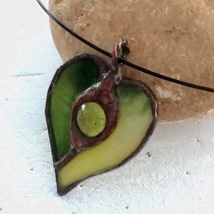 AKCIÓ!  Zöld tiffany szív nyaklanc.  - ékszer - nyaklánc - medálos nyaklánc - Meska.hu