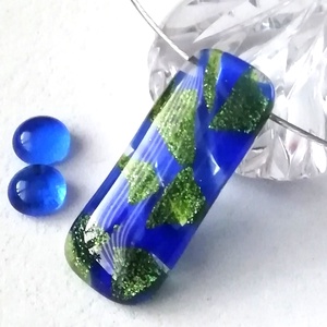 Kék-zöld ragyogás nyaklánc és fülbevaló. , Ékszer, Ékszerszett, Ékszerkészítés, Üvegművészet, MESKA