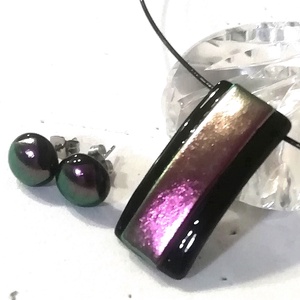AKCIÓ! Lila-zöld fények dichroic ékszerszett., Ékszer, Ékszerszett, Ékszerkészítés, Üvegművészet, MESKA