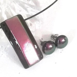 AKCIÓ! Lila-zöld fények dichroic ékszerszett. - ékszer - ékszerszett - Meska.hu