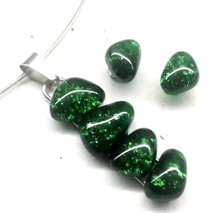 AKCIÓ! NEMESACÉL!  Zöld aventurin kavicsok üvegékszer szett., Ékszer, Ékszerszett, Ékszerkészítés, Üvegművészet, MESKA