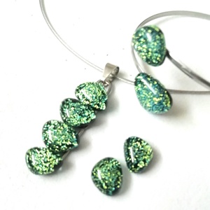 NEMESACÉL! Exkluzív arany-aqua ékszerszett. , Ékszer, Ékszerszett, Ékszerkészítés, Üvegművészet, MESKA