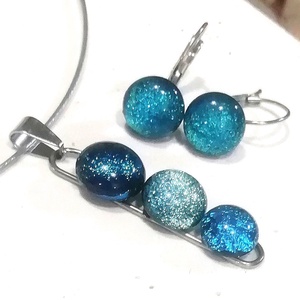 AKCIÓ! NEMESACÉL!  Kékek dichroic ékszerszett. - ékszer - ékszerszett - Meska.hu