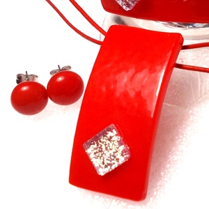  Hajlított piros ékszerszett. - Meska.hu