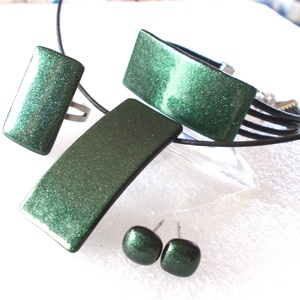 AKCIÓ! NEMESACÉL!  Smaragd selyem aventurin trendi ékszerszett. - Meska.hu