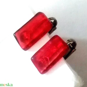 NEMESACÉL! Málna ragyogás trendi klipszes fülbevaló  ajándék nőknek, lányoknak, névnapra, születésnapra. - ékszer - fülbevaló - klipsz - Meska.hu