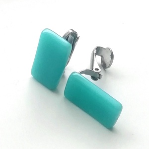 NEMESACÉL KLIPSZ.  Türkiz trendi klipszes fülbevaló. - ékszer - fülbevaló - klipsz - Meska.hu