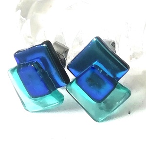 NEMESACÉL KLIPSZ.  Türkiz fények trendi klipszes fülbevaló. - ékszer - fülbevaló - klipsz - Meska.hu