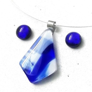 NEMESACÉL! Kék-fehér mintás ékszerszett., Ékszer, Ékszerszett, Ékszerkészítés, Üvegművészet, MESKA