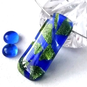 Kék-zöld ragyogás nyaklánc és fülbevaló.  - Meska.hu