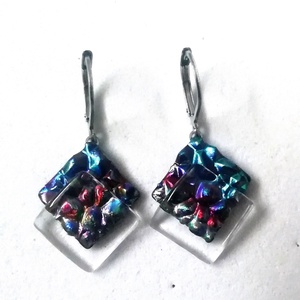 ORVOSI FÉM ! Piramis szivárvány kockák trendi  fülbevaló  , ajándék  névnapra, születésnapra. - ékszer - fülbevaló - lógó fülbevaló - Meska.hu
