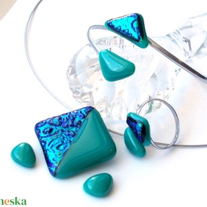 NEMESACÉL!  Kék-türkiz ékszerszett., Ékszer, Ékszerszett, Ékszerkészítés, Üvegművészet, MESKA