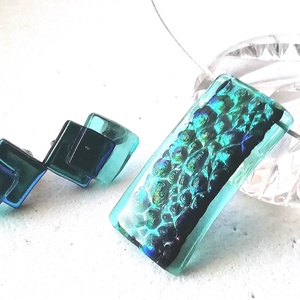 NEMESACÉL!  Türkiz fények trendi klipszes ékszerszett. - Meska.hu