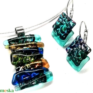 NEMESACÉL!  Dichroic fények trendi klipszes ékszerszett., Ékszer, Ékszerszett, Ékszerkészítés, Üvegművészet, MESKA