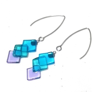 ORVOSI FÉM !  Kristály kockák trendi  fülbevaló  , ajándék  névnapra, születésnapra. - ékszer - fülbevaló - lógó fülbevaló - Meska.hu