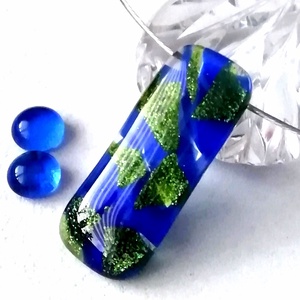 Kék-zöld ragyogás nyaklánc és fülbevaló.  - Meska.hu