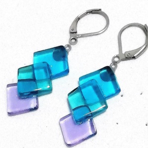 ORVOSI FÉM !  Kristály kockák trendi  fülbevaló  , ajándék  névnapra, születésnapra., Ékszer, Fülbevaló, Lógó fülbevaló, Ékszerkészítés, Üvegművészet, MESKA