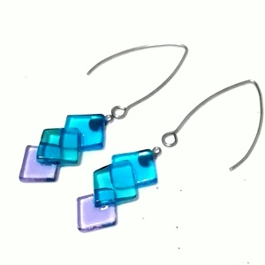 ORVOSI FÉM !  Kristály kockák trendi  fülbevaló  , ajándék  névnapra, születésnapra. - ékszer - fülbevaló - lógó fülbevaló - Meska.hu