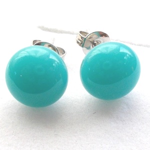 Türkizkék üveg fülbevaló, ajándék lányoknak, nőknek névnapra,születésnapra., Ékszer, Fülbevaló, Pötty fülbevaló, Ékszerkészítés, Üvegművészet, MESKA