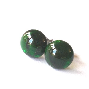 AKCIÓ! Smaragd stiftes üveg fülbevaló  , ajándék  névnapra, születésnapra. - ékszer - fülbevaló - pötty fülbevaló - Meska.hu