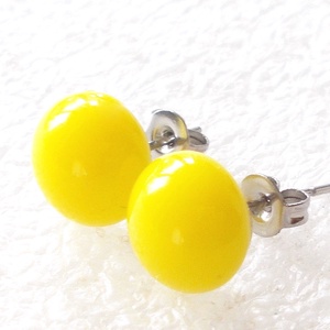 Orvosi fém! Citrom sárga üveg fülbevaló, ajándék lányoknak, nőknek névnapra,születésnapra., Ékszer, Fülbevaló, Pötty fülbevaló, Ékszerkészítés, Üvegművészet, MESKA