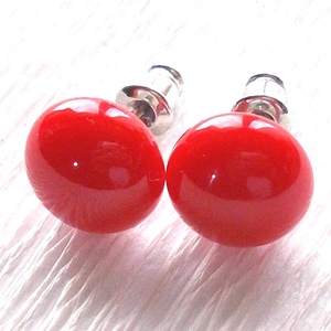 NEMESACÉL! Piros üveg fülbevaló, ajándék lányoknak, nőknek névnapra, születésnapra., Ékszer, Fülbevaló, Pötty fülbevaló, Ékszerkészítés, Üvegművészet, MESKA