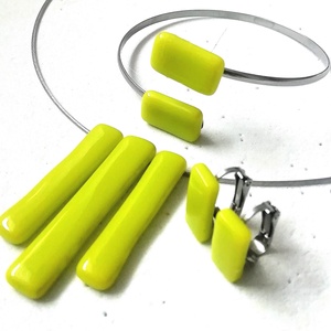 NEMESACÉL!  KLIPSZES üde zöld trendi ékszerszett.  - Meska.hu