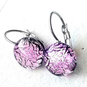 NEMESACÉL! Magnólia  dichroic kapcsos fülbevaló, ajándék nőknek névnapra, születésnapra.  - ékszer - fülbevaló - lógós kerek fülbevaló - Meska.hu