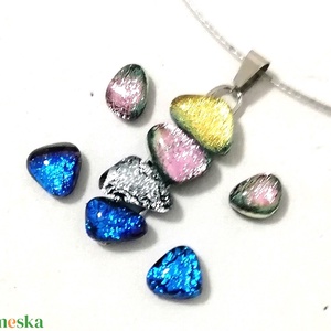  NEMESACÉL!  Színes dichroic kavicsok nyaklánc. - ékszer - ékszerszett - Meska.hu