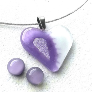 Levendula szív ékszerszett, ajándék névnapra, születésnapra. - Meska.hu