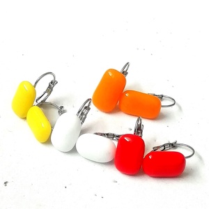 ORVOSI ACÉL!  Citrom sárga kapszula formájú trendi üveg fülbevaló. - ékszer - fülbevaló - lógó fülbevaló - Meska.hu