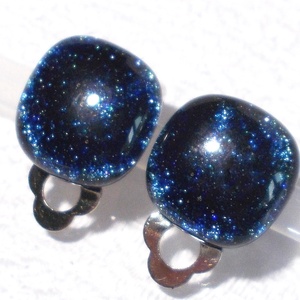 NEMESACÉL!  Kék selyem aventurin klipszes fülbevaló  ajándék nőknek névnapra, születésnapra. - Meska.hu