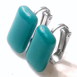 NEMESACÉL KLIPSZ.  Sötét türkiz zöld trendi klipszes fülbevaló. - Meska.hu