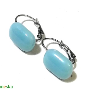 ORVOSI ACÉL! Púder Kék kapszula formájú trendi üveg fülbevaló. - ékszer - fülbevaló - lógó fülbevaló - Meska.hu