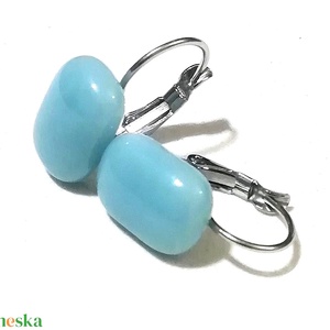 ORVOSI ACÉL! Púder Kék kapszula formájú trendi üveg fülbevaló. - Meska.hu