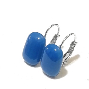 ORVOSI ACÉL! Kék kapszula formájú trendi üveg fülbevaló. - ékszer - fülbevaló - lógó fülbevaló - Meska.hu