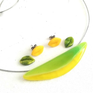 NEMESACÉL!  Tavaszi nárcisz íves ékszerszett, ajándék nőknek, lányoknak névnapra, születésnapra. - ékszer - ékszerszett - Meska.hu