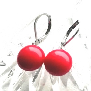 ORVOSI CÉL! Piros fülbevaló, ajándék nőknek névnapra, születésnapra.  - ékszer - fülbevaló - lógó fülbevaló - Meska.hu