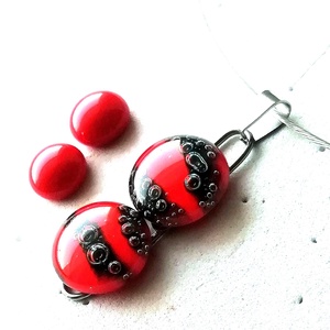 AKCIÓ! NEMESACÉL!  Elegáns piros üvegékszer szett. - ékszer - ékszerszett - Meska.hu