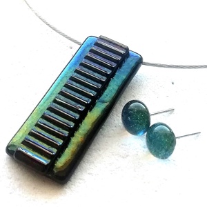 NEMESACÉL!  Kék-zöld fények nyaklánc . - ékszer - ékszerszett - Meska.hu