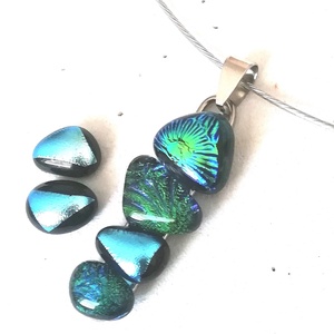 AKCIÓ! NEMESACÉL!  Kék-zöld kavicsok dichroic ékszerszett. - ékszer - ékszerszett - Meska.hu