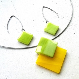 NEMESACÉL!  Zöld-sárga ékszerszett, ajándék nőknek, lányoknak névnapra, születésnapra. - Meska.hu